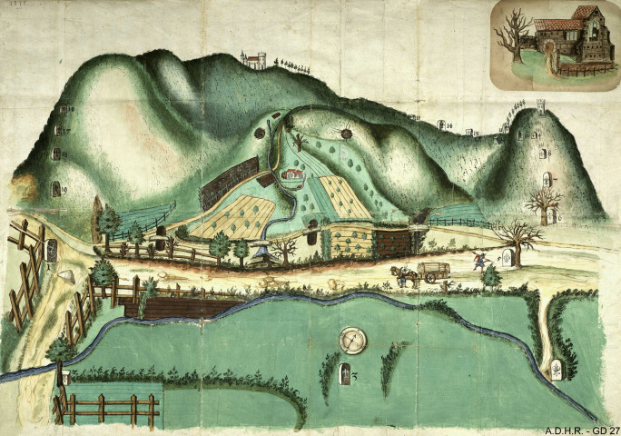 Plan d'abornement des terres du prieuré de Saint-Gilles