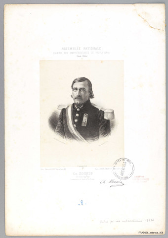 Ch. Koenig, né à Colmar le 19 novembre 1797, commandant de la Garde nationale de Colmar. Portrait (planche de la Galerie des représentants du peuple, 1848)