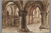 Intérieur de la chapelle de la Sainte-Croix au Mont Sainte-Odile (collée sur une feuille de carton)