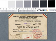 Fédération nationale des anciens combattants des Chemins de Fer : carte de membre.