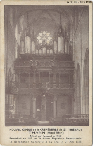 Thann : collégiale Saint-Thiébault, nouvel orgue (détruit en 1916, reconstruit en 1923)