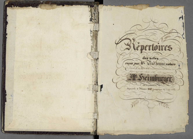 Répertoires chronologiques Me Prud'homme, 13 juin 1837 - 28 février 1847 ; Répertoires chronologiques Me François Heimburger, 4 mars 1847 - 19 juillet 1854