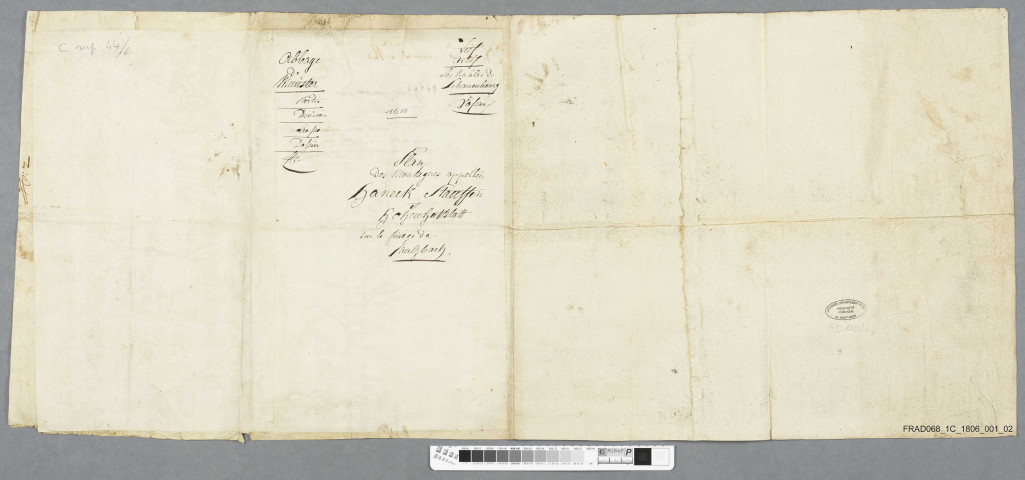 Plans des forêts dépendant du château de Haneck, fief tenu de l'abbaye de Munster par les Schauenburg. (3 pièces)