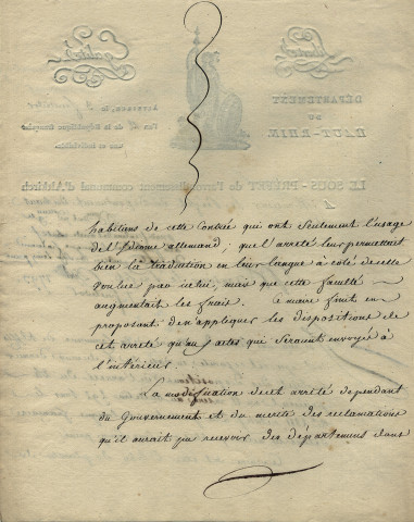 Circulaires ministérielles sur la marche de l'administration