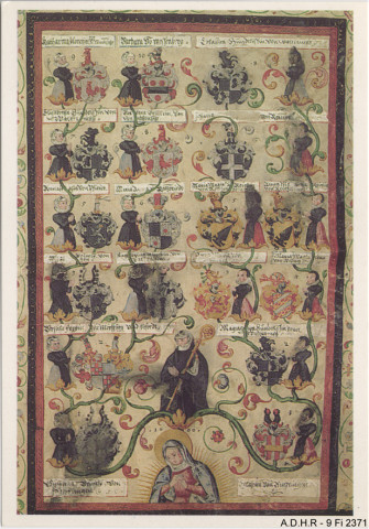 Archives Départementales du Haut-Rhin, armoiries des religieuses de l'Abbaye de Masevaux, fin XVIe siècle