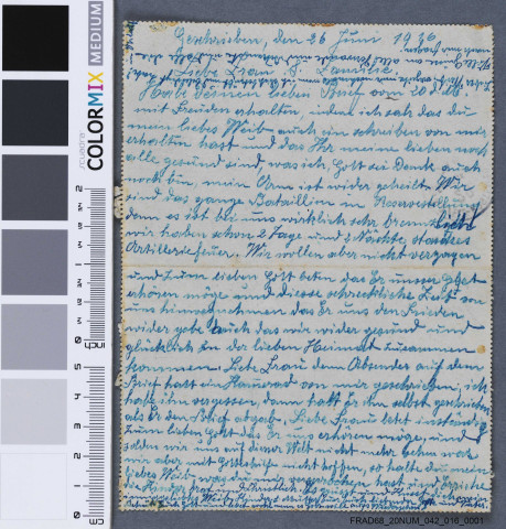 Lettres de Jules Heckendorn à sa famille, dont la dernière avant sa mort (09/07/1916).