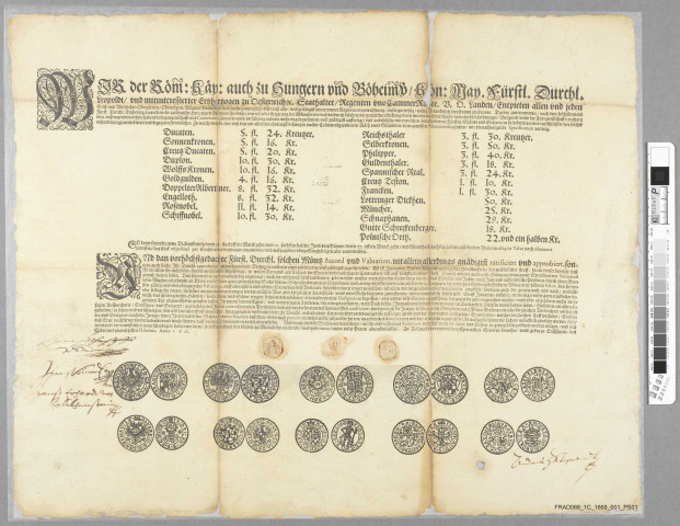 Ordonnance de la Régence d'Ensisheim sur les monnaies