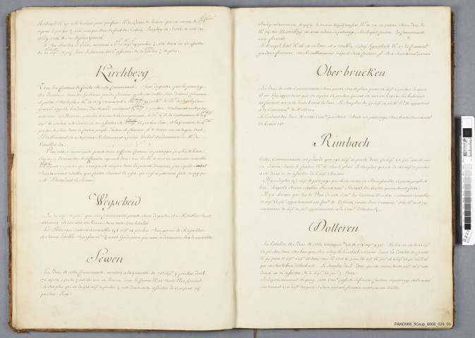 Etablissement des quarts des réserves dans les forêts et bois des communautés du bailliage de masevaux (masevaux kirchberg wegscheid, sewen oberbrucken rimbach dolleren, niederbrucken gewenheim sentheim