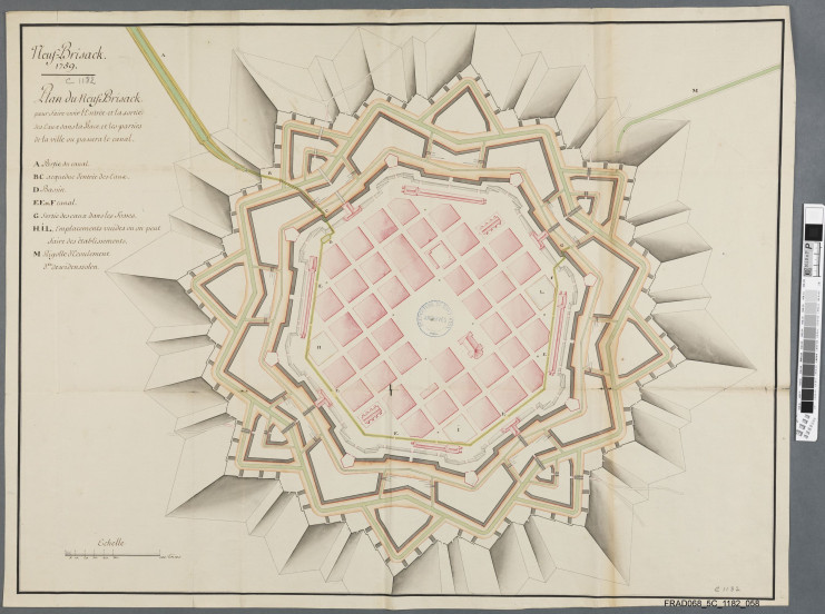 Plan de Neuf-Brisach, 1759 - Archives d'Alsace - Colmar cote C 1182