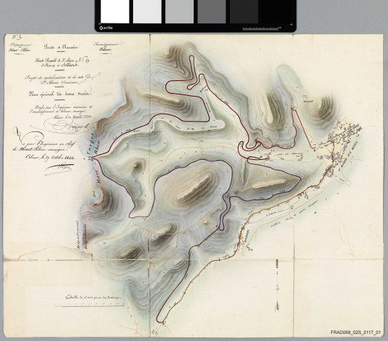 Rectification de la côte de Sainte-Marie-aux-Mines, projet de percement d'un tunnel routier à travers les Vosges (plan)