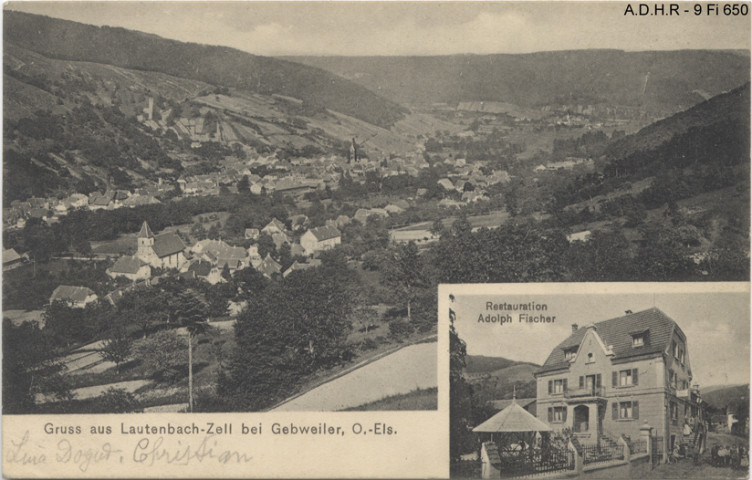 Lautenbach-Zell : vue générale, restaurant A. Fischer