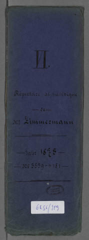 Répertoires alphabétiques en cahiers Me Zimmermann, A-Z