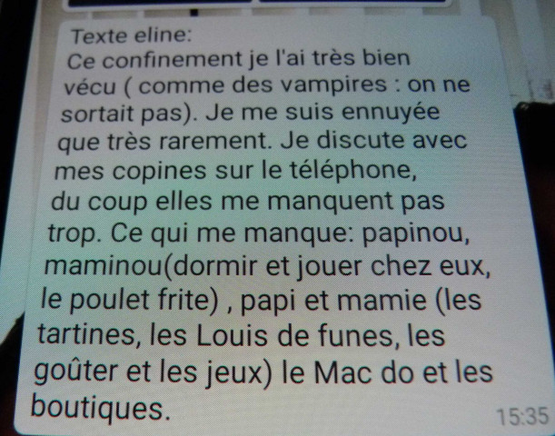 Textes d' Eline 12 ans Benoît 10 ans Jean 12 ans Agnès 9 ans.