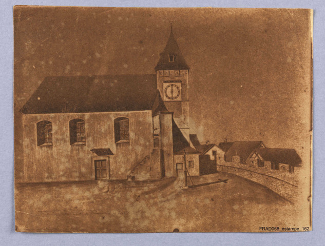 Eglise de Wintzenheim démolie en 1842, d'après un dessin de la bibliothèque de Colmar