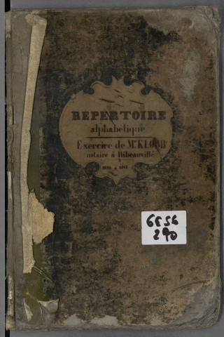 Répertoires alphabétiques en registres Me Klobb, A-Z