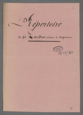 Doubles et copies de répertoire chronologique Me Charles Alexandre Lurdier