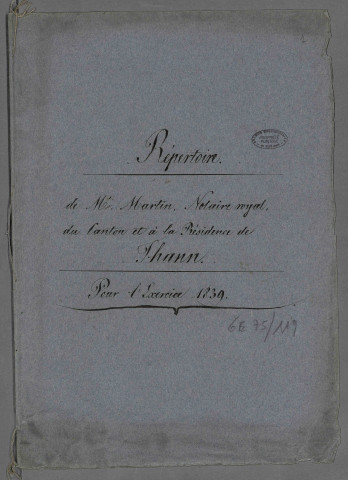 Doubles et copies de répertoires chronologiques Me François Philippe Joseph Martin
