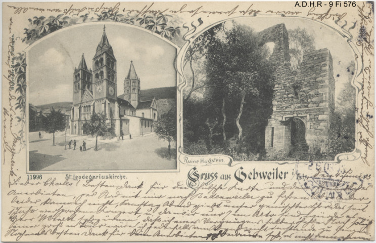 Guebwiller : église Saint léger, ruine du Hugstein