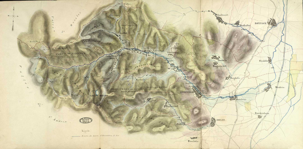 Lac du ballon de Guebwiller: conversion en réservoir d'eau, syndicat pour l'usage de ses eaux (plans)