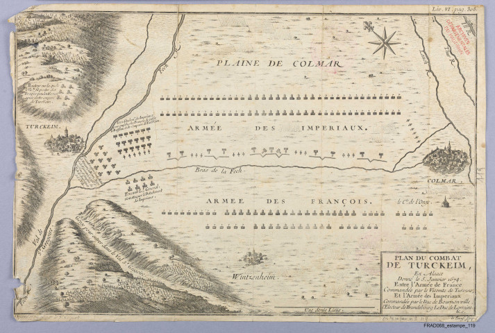 Plan du combat de Turckheim en Alsace, donné le 5 janvier 1674