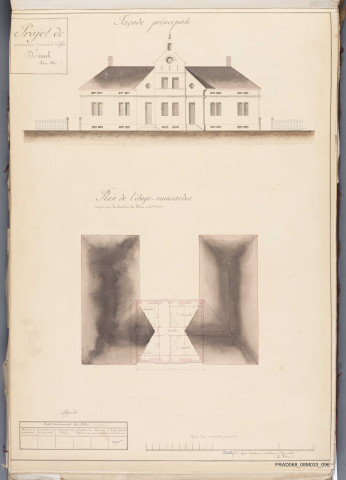 façade et plan des mansardes