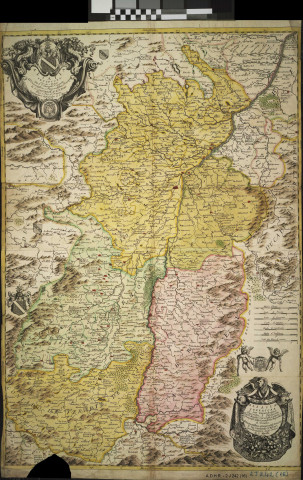 ALSACE - « Alsatia inferiore Alsacia superiore e sue dépendenze », carte dressée par V. Coronelli pour le cardinal d'Estrées -(vers 1680).