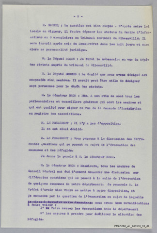 session extraordinaire du Conseil Général du Haut-Rhin - compte rendu de délibérations des commissions réunies