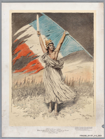 Affiche de Georges SCOTT éditée et offerte par la Banque Nationale de Crédit à l'occasion du 3e Emprunt National. (novembre 1917)