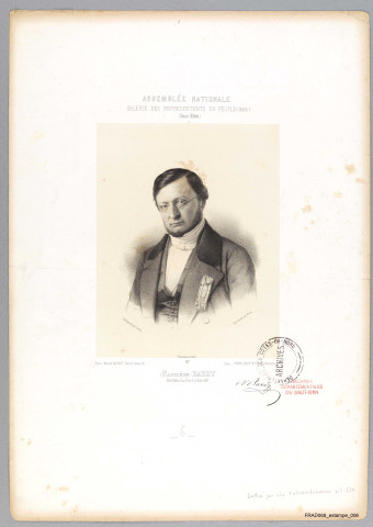 Napoléon Bardy né à Belfort le 16 août 1804. Portrait (planche de la Galerie des représentants du peuple, 1848)