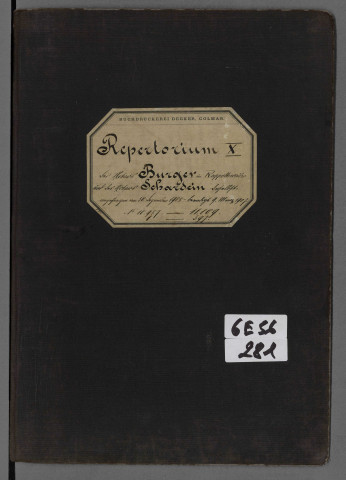 Répertoires chronologiques Me Burger, 30 décembre 1905 - 31 mars 1906 ; Répertoires chronologiques Me Schardein, 4 avril 1906 - mars 1907 : minutes non versées