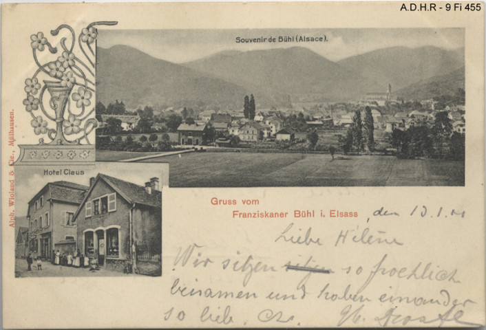 Bühl : vue générale et vue de l'hôtel Claus