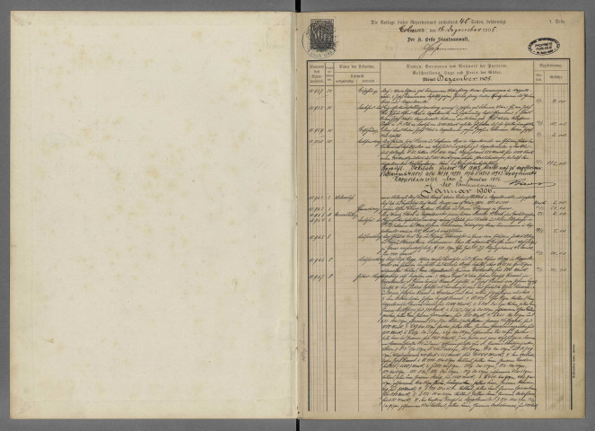 Répertoires chronologiques Me Burger, 30 décembre 1905 - 31 mars 1906 ; Répertoires chronologiques Me Schardein, 4 avril 1906 - mars 1907 : minutes non versées