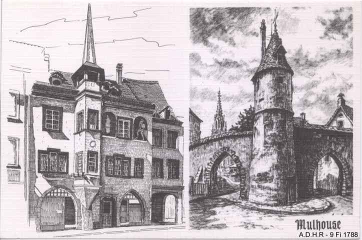 Mulhouse, le Bollwerk, place de la Réunion (dessin)