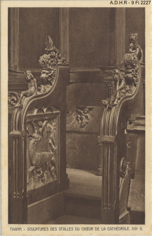 Thann, la collégiale : scultptures des stalles du chœur (XVIe siècle)