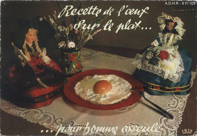 Recette de l'œuf sur le plat avec poupées alsacienne et lorraine