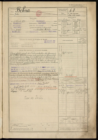 Bureau de recrutement de Mulhouse : registre des hommes des cantons de Dannemarie et Masevaux