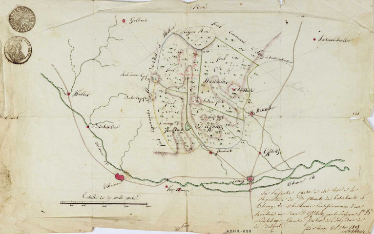 Mines de houille: de Ribeauvillé, Thannenkirch et Bergheim (2 plans en 1809) (1809-1818); de Cernay, Steinbach, Uffholtz et Wattwiller (1805-1840)