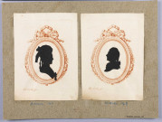 Silhouette en papier noir dans un cadre du graveur J.-B. Boillot, représentant le prince Maximilien, comte de Ribeaupierre et sa femme Wilhelmine-Auguste de Hesse