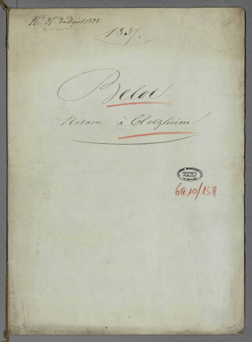 Double et copie de répertoire chronologique Me Jean Bernard Ferdinand Ingold