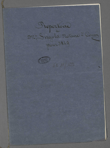 Double et copie de répertoire chronologique Me Armand Ignace Ingold