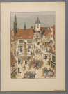 Gravure de Jean-Jacques Waltz dit Hansi : Mobilisation à Thurckheim en 1914