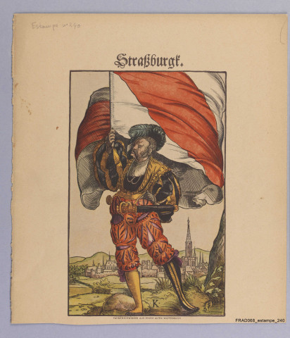 Strasbourg. Fahnenschwinger aus einem alten Wappenbuch