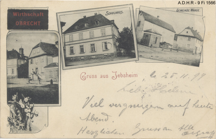 Jebsheim : auberge Obrecht, école, balance communale