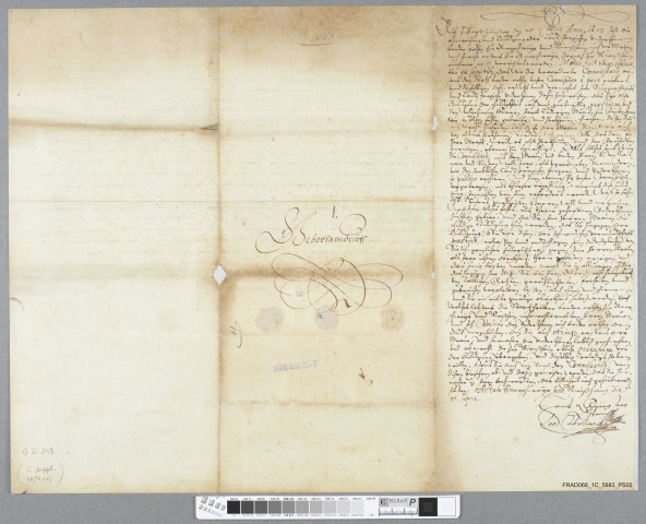 Lettre d'investiture du fief de Haut-Landsberg pour Hélène Eléonore de Furstenberg fille de Jean-Guillaume de Schwendi