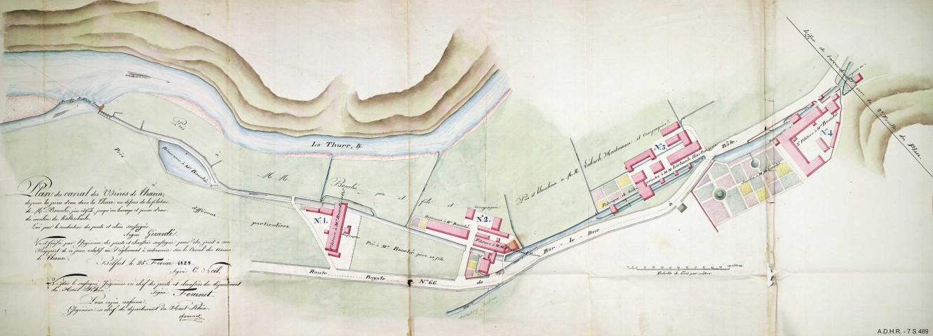 Canal usinier de Thann: règlements d'eau, travaux (plans) 