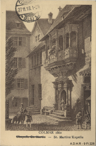 Colmar : ancien corps de garde (reproduction d'une gravure ancienne 1860)