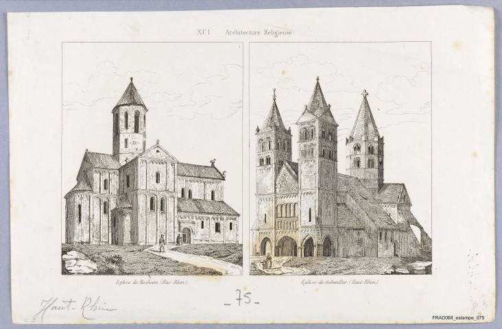 Eglise de Guebwiller. (Pl. XCI d'un ouvrage d'architecture représentant aussi l'église de Rosheim)