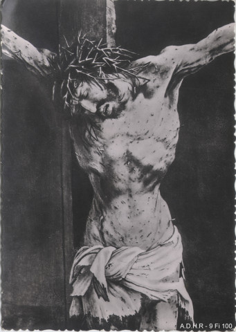 Colmar : musée Unterlinden : retable d'Issenheim : le Christ en croix (détail)