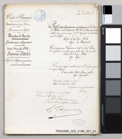 Plans d'alignement: traverses de Thann (2 plans en 1838), Urbès (2 plans en 1838) et Willer-sur-Thur (2 plans en 1838)