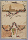 Les toits de l'église Saint-Martin, les Catherinettes, l'église protestante, les armes de la ville de Colmar et des guirlandes de fleurs avec l'inscription "Programm 8. Januar 1908". Au verso, couronne de fleurs.